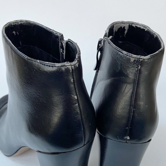 Ann Taylor Loft Black Ankle Booties Faux Leather/Suede Toe Side Zip Size 9.5M - Picture 13 of 14